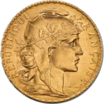 6.45 гр. златна монета 20 Френски Франка Мариана 1898-1914