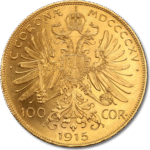 33.87 гр. златна монета 100 Корони Франц- Йосиф I Австрия 1915 - Image 2